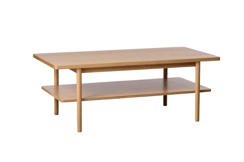 Grumio Rektangulärt Soffbord 120 cm med Hylla i Massivt Trä och Träfanér - Beige - Möbler - Bord & matgrupp - Soffbord