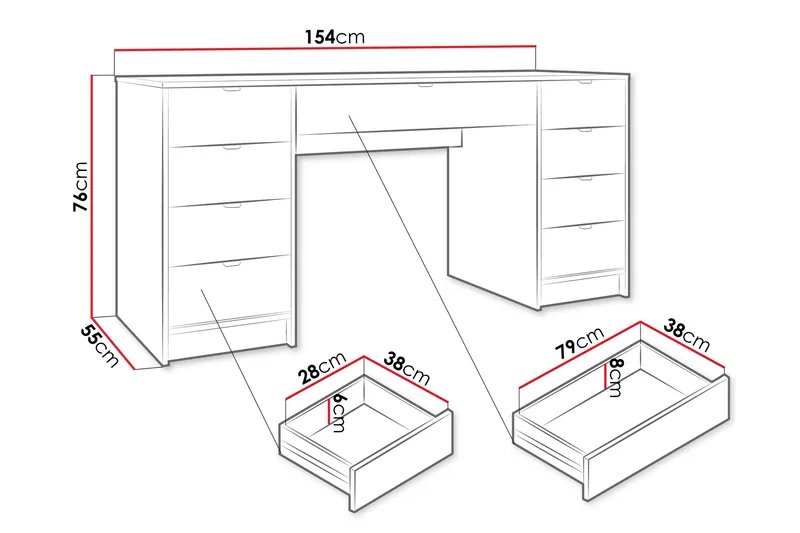 Gudelia Sminkbord 154 cm - Svart - Möbler - Bord & matgrupp - Sminkbord & toalettbord