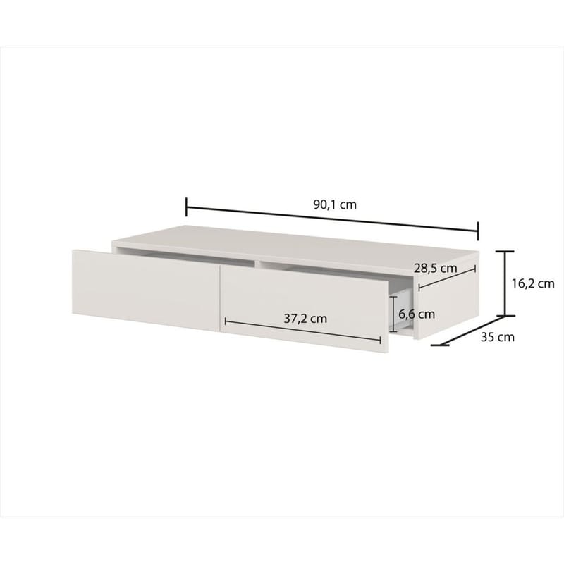 Hängande Sminkbord Jukon S med 2 Lådor + Spegel Ø80 cm - Möbler - Bord & matgrupp - Sminkbord & toalettbord