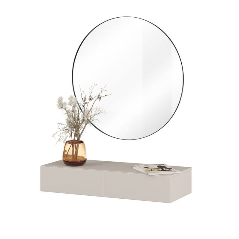 Hängande Sminkbord Jukon S med 2 Lådor + Spegel Ø80 cm - Möbler - Bord & matgrupp - Sminkbord & toalettbord