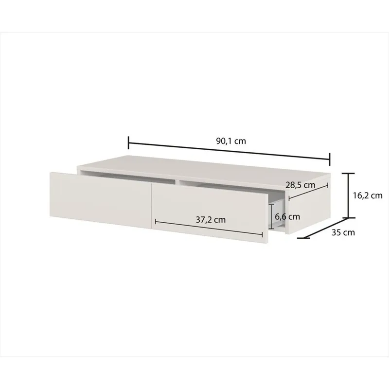 Hängande Sminkbord Jukon S med 2 Lådor + Spegel Ø80 cm - Möbler - Bord & matgrupp - Sminkbord & toalettbord