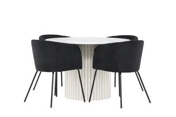 Härön Matgrupp 110 cm Rund med 4 Berit stolar - Vit/Svart - Möbler - Bord & matgrupp - Matgrupp