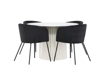 Härön Matgrupp 110 cm Rund med 4 Berit stolar - Vit/Svart - Möbler - Bord & matgrupp - Matgrupp