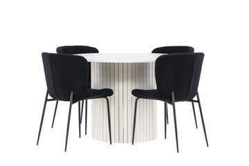 Härön Matgrupp 110 cm Rund med 4 Modesto stolar - Vit/Svart - Möbler - Bord & matgrupp - Matgrupp