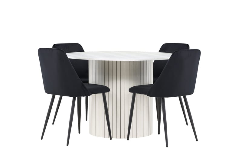Härön Matgrupp 110 cm Rund med 4 Night stolar - Vit/Svart - Möbler - Bord & matgrupp - Matgrupp