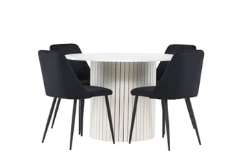 Härön Matgrupp 110 cm Rund med 4 Night stolar - Vit/Svart - Möbler - Bord & matgrupp - Matgrupp