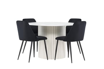 Härön Matgrupp 110 cm Rund med 4 Night stolar - Vit/Svart - Möbler - Bord & matgrupp - Matgrupp
