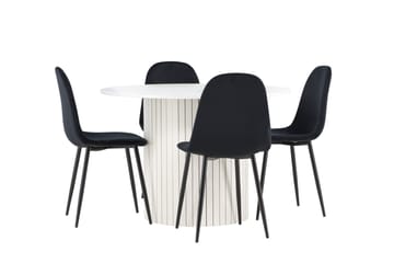 Härön Matgrupp 110 cm Rund med 4 Polar stolar - Vit/Svart - Möbler - Bord & matgrupp - Matgrupp
