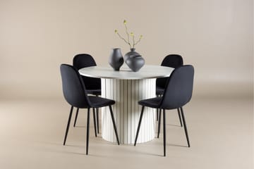 Härön Matgrupp 110 cm Rund med 4 Polar stolar - Vit/Svart - Möbler - Bord & matgrupp - Matgrupp