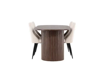 Härön Matgrupp 200 cm Oval med 4 Leone stolar - Mocca/Beige - Möbler - Bord & matgrupp - Matgrupp