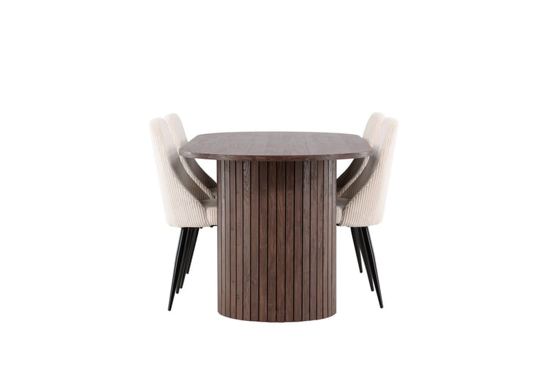 Härön Matgrupp 200 cm Oval med 4 Leone stolar - Mocca/Beige - Möbler - Bord & matgrupp - Matgrupp