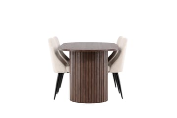 Härön Matgrupp 200 cm Oval med 4 Leone stolar - Mocca/Beige - Möbler - Bord & matgrupp - Matgrupp