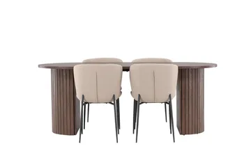 Härön Matgrupp 200 cm Oval med 4 Modesto stolar - Mocca/Beige - Möbler - Bord & matgrupp - Matgrupp