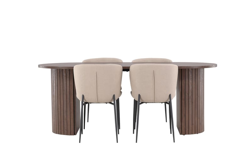 Härön Matgrupp 200 cm Oval med 4 Modesto stolar - Mocca/Beige - Möbler - Bord & matgrupp - Matgrupp