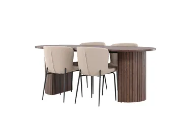 Härön Matgrupp 200 cm Oval med 4 Modesto stolar - Mocca/Beige - Möbler - Bord & matgrupp - Matgrupp