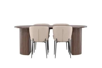 Härön Matgrupp 200 cm Oval med 4 Modesto stolar - Mocca/Beige - Möbler - Bord & matgrupp - Matgrupp