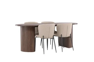 Härön Matgrupp 200 cm Oval med 4 Modesto stolar - Mocca/Beige - Möbler - Bord & matgrupp - Matgrupp