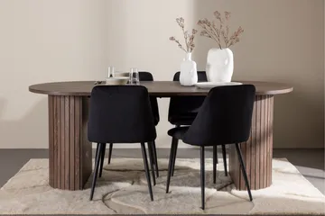 Härön Matgrupp 200 cm Oval med 4 Night stolar - Mocca/Svart - Möbler - Bord & matgrupp - Matgrupp