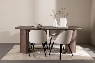 Härön Matgrupp 200 cm Oval med 4 Velvet stolar - Mocca/Beige - Möbler - Bord & matgrupp - Matgrupp