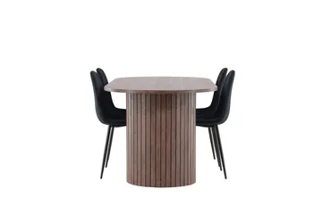 Härön Matgrupp 200 cm Oval med 4 Polar stolar - Mocca/Svart - Möbler - Bord & matgrupp - Matgrupp
