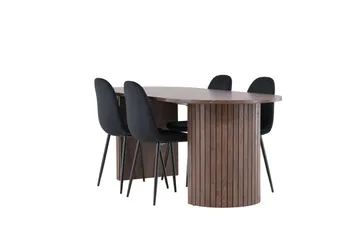 Härön Matgrupp 200 cm Oval med 4 Polar stolar - Mocca/Svart - Möbler - Bord & matgrupp - Matgrupp