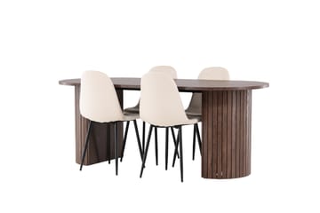 Härön Matgrupp 200 cm Oval med 4 Polar stolar - Mocca/Beige - Möbler - Bord & matgrupp - Matgrupp
