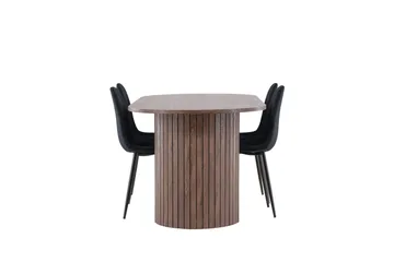 Härön Matgrupp 200 cm Oval med 4 Polar stolar - Mocca/Svart - Möbler - Bord & matgrupp - Matgrupp