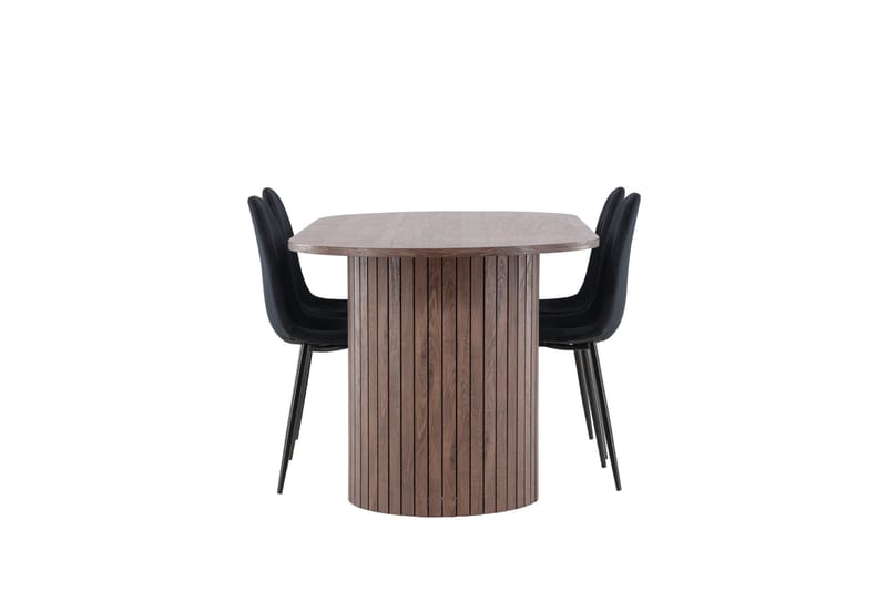 Härön Matgrupp 200 cm Oval med 4 Polar stolar - Mocca/Svart - Möbler - Bord & matgrupp - Matgrupp