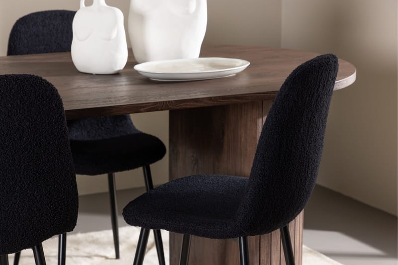 Härön Matgrupp 200 cm Oval med 4 Polar stolar - Mocca/Svart - Möbler - Bord & matgrupp - Matgrupp
