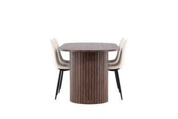 Härön Matgrupp 200 cm Oval med 4 Polar stolar - Mocca/Beige - Möbler - Bord & matgrupp - Matgrupp