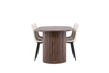 Härön Matgrupp 200 cm Oval med 4 Polar stolar - Mocca/Beige - Möbler - Bord & matgrupp - Matgrupp