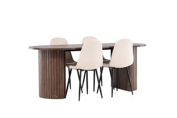 Härön Matgrupp 200 cm Oval med 4 Polar stolar - Mocca/Beige - Möbler - Bord & matgrupp - Matgrupp