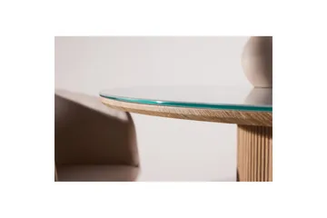 Härön Runt Matbord 120 cm med Glasskiva och Ekutseende - Ljusgrå - Möbler - Bord & matgrupp - Matbord & köksbord