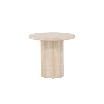 Härön Runt Soffbord 50 cm i Sten med Räfflad Pelarfot - Beige - Möbler - Bord & matgrupp - Soffbord
