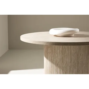 Härön Runt Soffbord 80 cm i Sten med Räfflad Pelarfot - Beige - Möbler - Bord & matgrupp - Soffbord