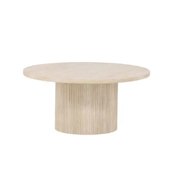 Härön Runt Soffbord 80 cm i Sten med Räfflad Pelarfot - Beige - Möbler - Bord & matgrupp - Soffbord