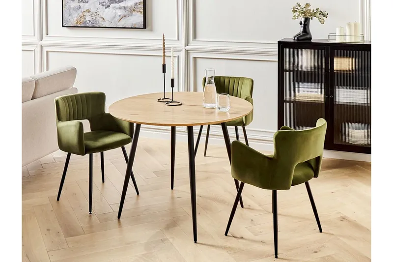 Habbe Matbord 100 cm Rund - Ljusbrun/Svart - Möbler - Bord & matgrupp - Matbord & köksbord