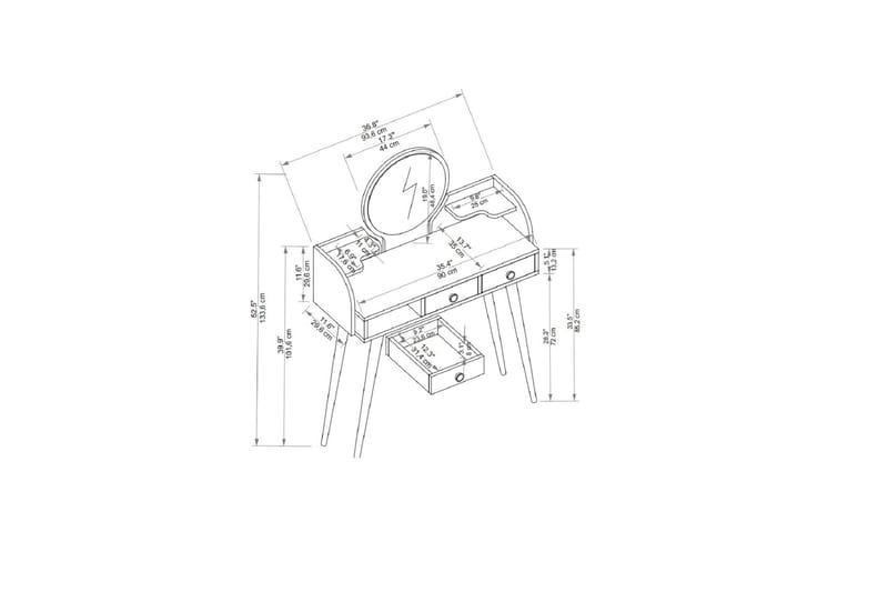 Habiba Sminkbord 93,6 cm - Antracit - Möbler - Bord & matgrupp - Sminkbord & toalettbord