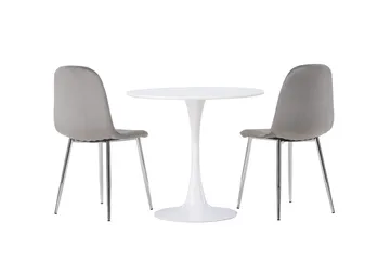 Hamden Matbord 80 cm med 2 Eva Matstol - Ljusgrå, Vit - Möbler - Bord & matgrupp - Matgrupp