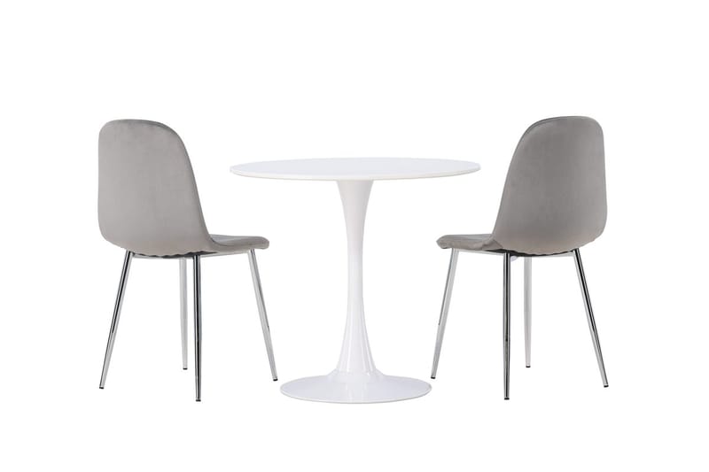 Hamden Matbord 80 cm med 2 Eva Matstol - Ljusgrå, Vit - Möbler - Bord & matgrupp - Matgrupp