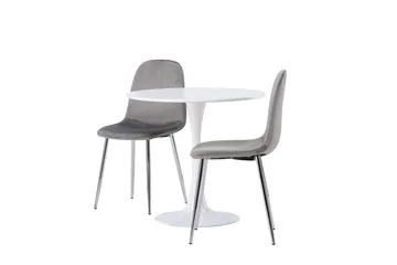 Hamden Matbord 80 cm med 2 Eva Matstol - Ljusgrå, Vit - Möbler - Bord & matgrupp - Matgrupp