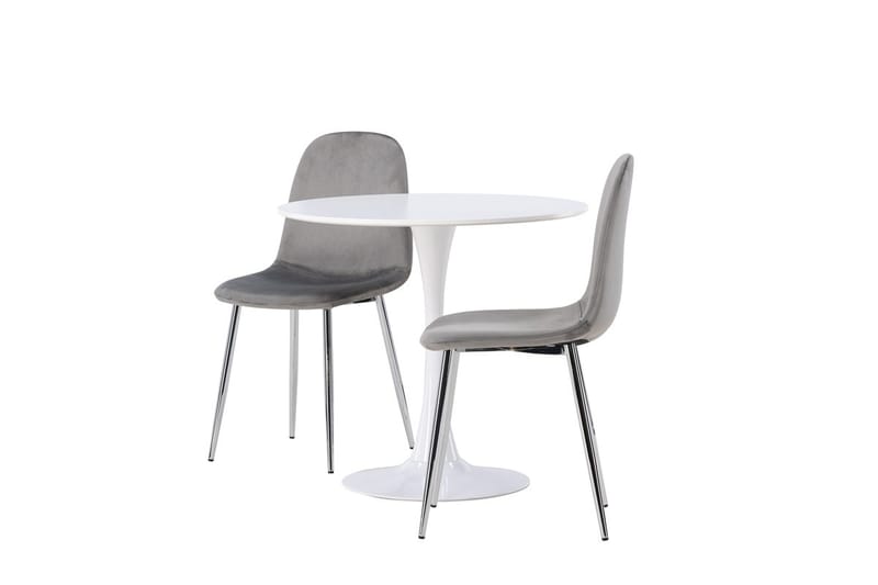 Hamden Matbord 80 cm med 2 Eva Matstol - Ljusgrå, Vit - Möbler - Bord & matgrupp - Matgrupp