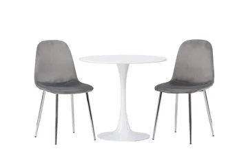 Hamden Matbord 80 cm med 2 Eva Matstol - Ljusgrå, Vit - Möbler - Bord & matgrupp - Matgrupp