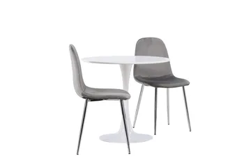 Hamden Matbord 80 cm med 2 Eva Matstol - Ljusgrå, Vit - Möbler - Bord & matgrupp - Matgrupp