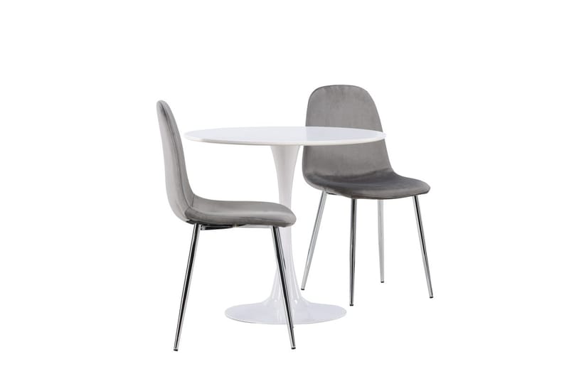 Hamden Matbord 80 cm med 2 Eva Matstol - Ljusgrå, Vit - Möbler - Bord & matgrupp - Matgrupp