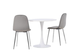 Hamden Matgrupp  80 cm Rund med 2 Eva stolar - Ljusgrå - Möbler - Bord & matgrupp - Matgrupp