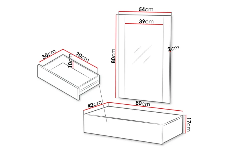 Hammarstrand svävande sminkbord med vägghängd spegel - 80x42 - Valnöt - Möbler - Bord & matgrupp - Sminkbord & toalettbord