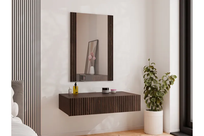 Hammarstrand svävande sminkbord med vägghängd spegel - 80x42 - Valnöt - Möbler - Bord & matgrupp - Sminkbord & toalettbord