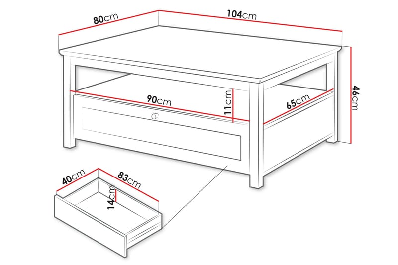 Hammerdal Soffbord 104 cm - Vit/Ek - Möbler - Bord & matgrupp - Soffbord