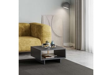 Hapeila Kvadratiskt Soffbord 60 cm med Hyllor i Målat Trä - Antracit - Möbler - Bord & matgrupp - Soffbord